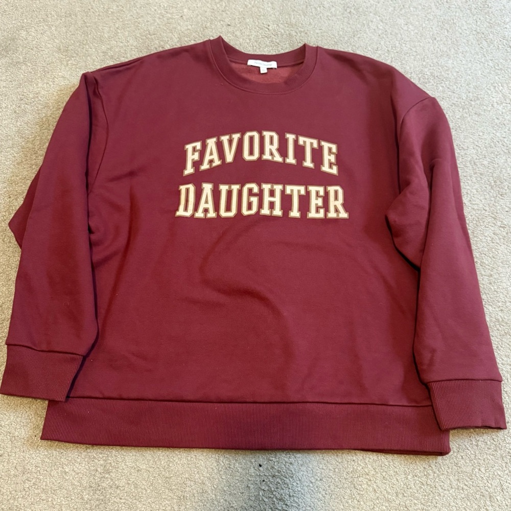Favorite Daughter Maroon Sweatshirt with Cream Lettering